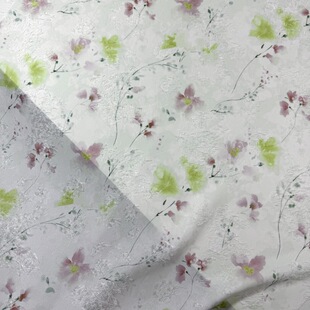 25 Spring and Summer New Jacquard Cut Flower Tassel Chiffon Fabric Maomao Digital Printing dress Hanfu Cheongsam Fabric