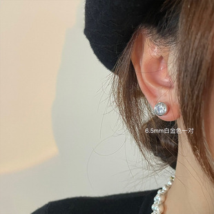2024 New Niche High-end Sleeping Free Earrings S925 Sterling Silver Needle Pink Zircon Earrings for Women