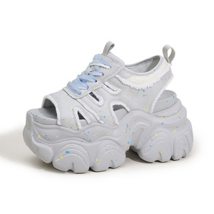 Thick-soled sandals women's 2025 summer new height-increasing shoes fashion hollow out-wearing hole shoes sports sandals