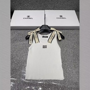 mm24 New Summer Fashion Hot Diamond Letter Elegant Slimming Look Lace-up Knitted Vest