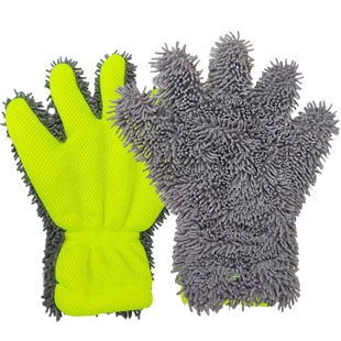 Wholesale car cleaning beauty care supplies chenille coral fleece car wash gloves disposable independent bag