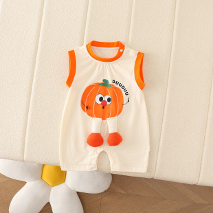 Baby Summer Western Style Cute Sleeveless Baby Super Cute Three-dimensional Pumpkin Eggplant Thin Siamese Hare Clothes