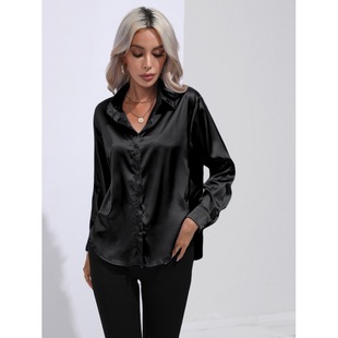 Explosions 17-color neat bright shirt Women's simple loose shirt single-breasted solid color shirt European station shirt