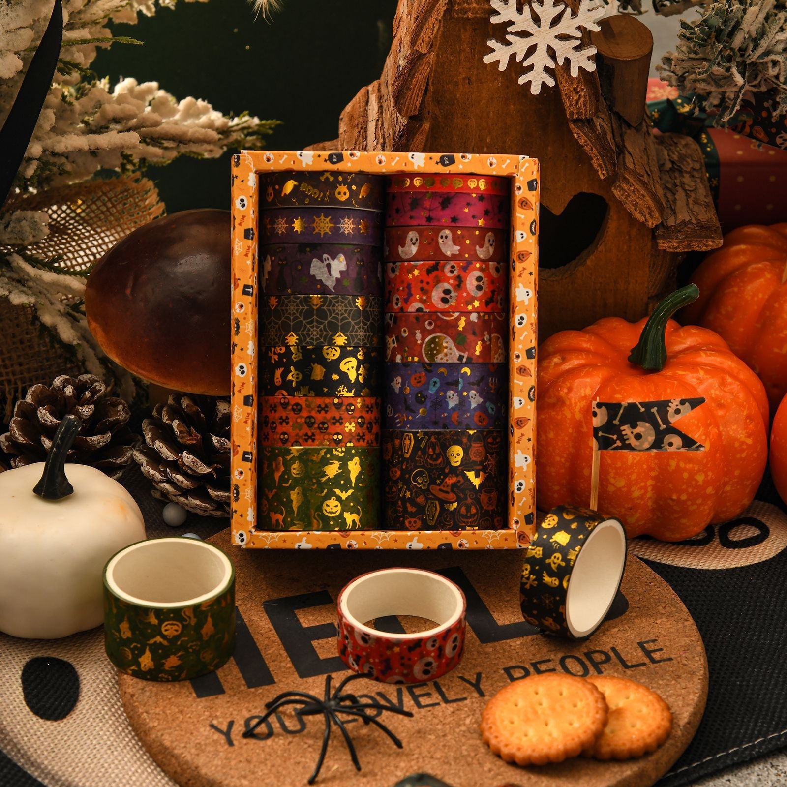 SDRT240630 Halloween Gold Foil Washi Tape Set 14 Rolls Cross-Border Product Halloween Style