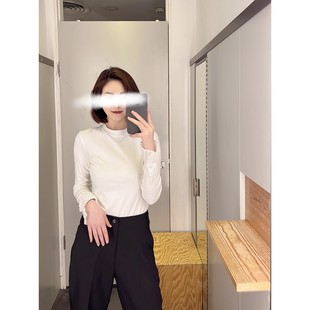 2024 Autumn Sanding Base Shirt Autumn and Winter New Fashion Round Mouth Stitching Design Sense Niche T-shirt All-match Top