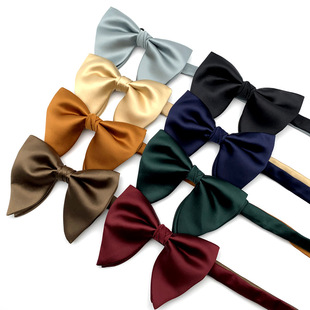 Men's Solid Color Cow Horn Butterfly Bow Tie Groom Suit Tuxedo Pot Ties Korean Casual Bow Tie Wine Red Black