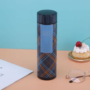 304 stainless steel temperature Cup intelligent temperature measuring cup plaid thermos cup portable business Cup creative gift Cup