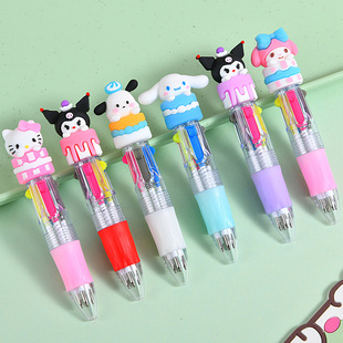 Cute Cake Sanrio Cartoon Mini Four Color Ballpoint Pen Multi Color Hand Account Pen Student Prize Stationery Wholesale
