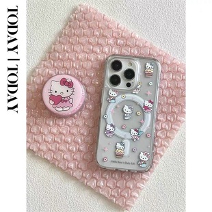 Cartoon Hello Kitty Apple 15promax magnetic suction shell Phone14plus transparent 11 anti-fall xsmax/8/7xr
