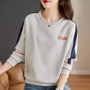 Crewneck Sweater Women's Spring Thin 2025 New Spring Loose Explosive Top Western Style Women's Base Shirt