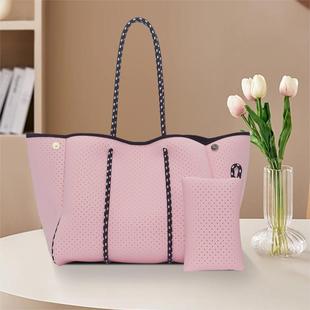 Casual fashion in stock Women's bag large capacity shoulder bag camouflage diving material perforated beach bag portable tote women's bag