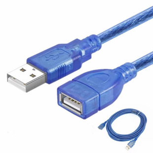 Прозрачный синий 2.0USB удлиненный кабель для передачи данных от матери к матери USB самка удлинитель 2.0 Прозрачный синий кабель для передачи данных