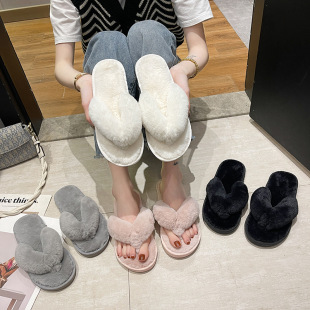 Can open 13% special tickets for foreign trade orders cross-border e-commerce small rabbit fur sewing shoes candy color Mao Mao floor shoes herringer