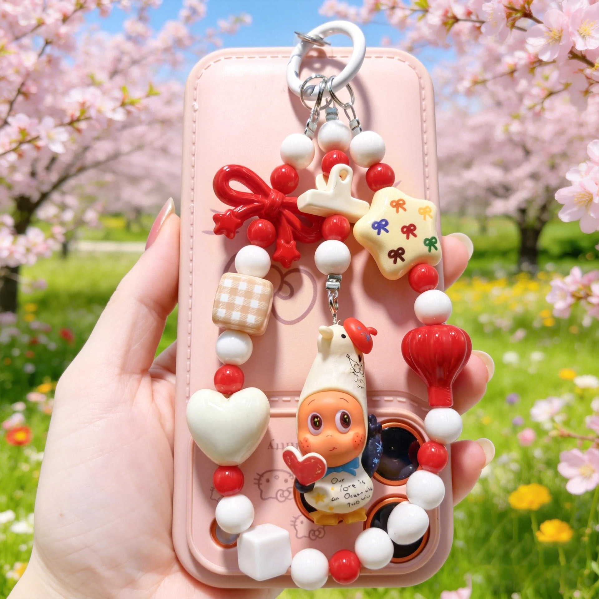 DIY Trendy New Cute Star-Shaped Character Doll Acrylic Beads Double-Clasp Phone Chain