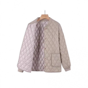 24 Women's Winter Small Cotton-padded Coat Lightweight Rhombic Cotton-padded Coat Loose Casual Short Small Chanel Style Cotton-padded Coat for Mother