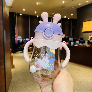 Children's drinking cup drinking cup baby cartoon pipette cup kindergarten student kettle handle strap pipette cup