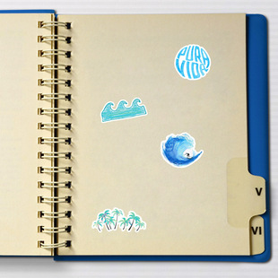 50 sheets of summer surfing beach trolley case skateboard notebook graffiti stickers hand account stickers