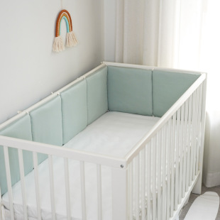 Baby bed circumference newborn bedding set baby anti-collision fence tribute satin dark green 30*30*6 whole piece wash