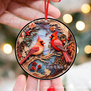 Cross-border colorful love bird home ornaments wooden color printing window pendant hummingbird catcher bird lovers