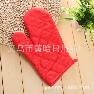 [Holding Jia] polyester cotton single color thickened extra large oven baking high temperature resistant anti-scald heat insulation microwave oven gloves gift