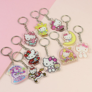 hellokitty acrylic keychain in stock wholesale KT cat anime peripheral student schoolbag small gift pendant