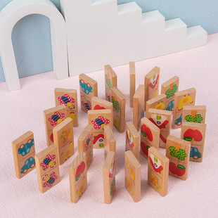 Children's wooden dominoes idiom dragon suit puzzle puzzle puzzle building blocks kindergarten baby toys wholesale