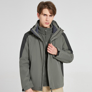 Three-in-one assault jacket detachable two-piece waterproof windproof cold-proof warm hiking suit for men and women factory direct supply