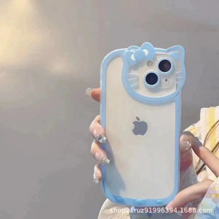 Kitty Cat iPhone11 lens ring phone case for Apple 13 Hello Kitty transparent cartoon phone case