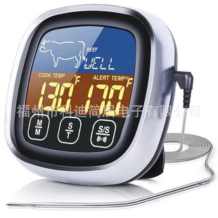 Factory Cross-border Touch Color Screen Kitchen Barbecue Thermometer Food Thermometer Digital Display Kitchen Timer Thermometer