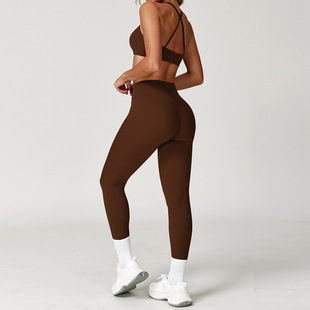 Cross-border quick-drying sanding yoga suit high waist tight hip fitness yoga clothes running sports suit women 8505
