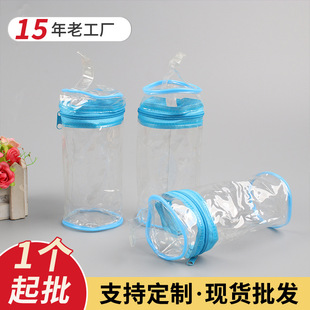 In stock waterproof pvc storage bag student stationery pen holder handbag cosmetic pvc transparent zipper plastic bone bag