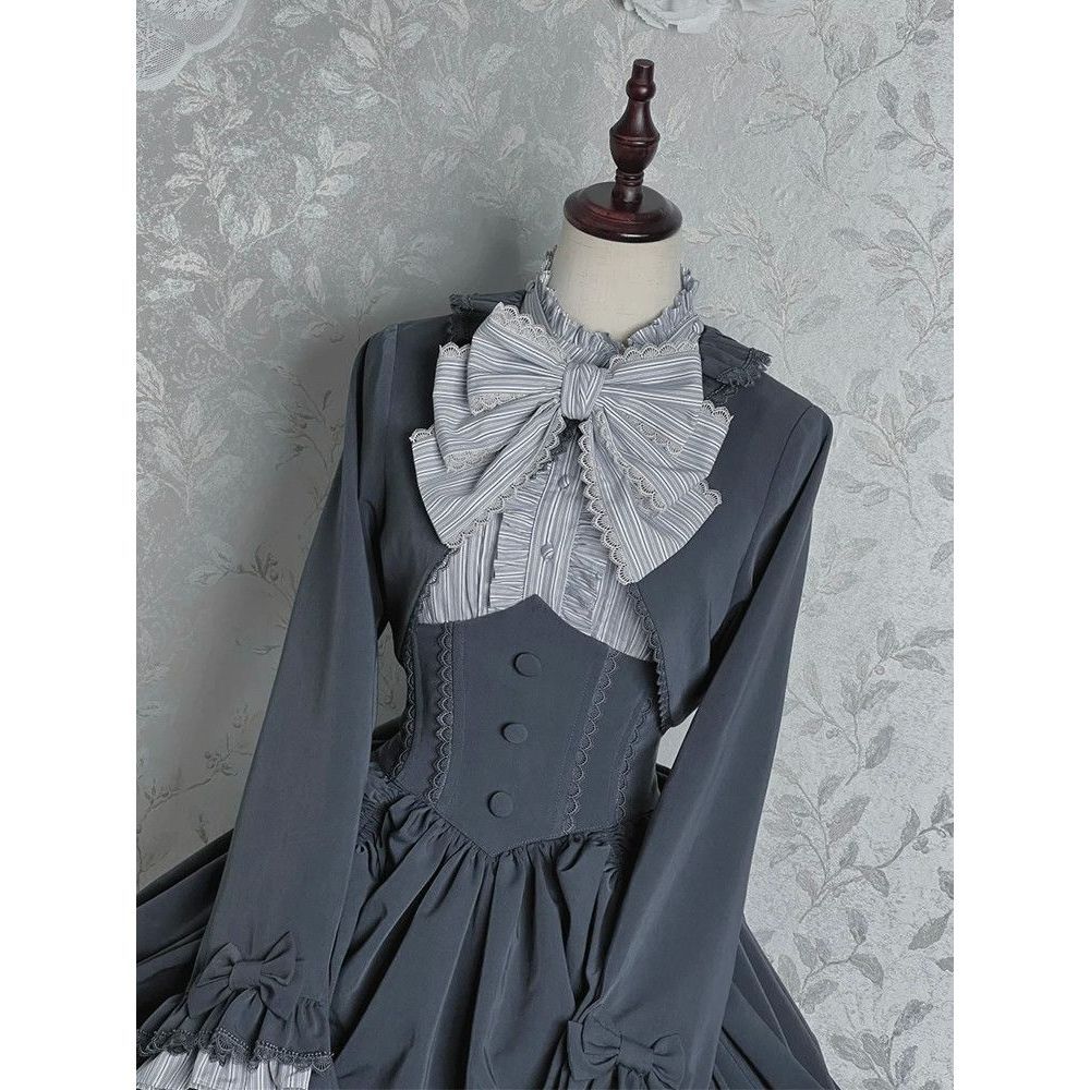 [Retro Athens] Lolita Artistic Style Bow-Tie Versatile Jacket + Shirt + Skirt Three-Piece Set