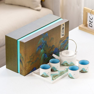 National Tide Style Complete Kung Fu Tea Set suit Household Modern Ceramic Teapot Teacup Small Set Gift Tea Set Wholesale