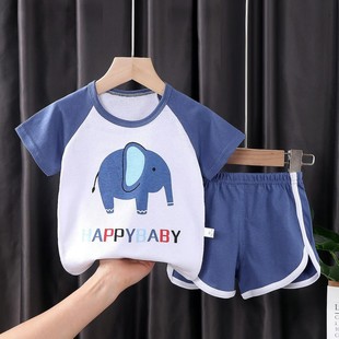 Summer New Children's Short-sleeved Suit Cotton Baby Clothes Korean Two-piece Boys' Clothing Shorts Children's Clothing