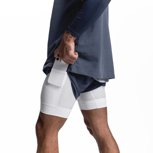 Spring New Men's Sports Casual Shorts Double Fake Two-piece Marathon Basketball Fitness Sweat Quick-drying Shorts