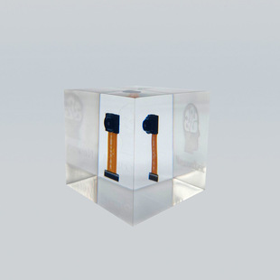 Customized Transparent Resin Embedded Camera Module Ornaments, Engraved Custom Logo, Product Exhibition Teaching Display
