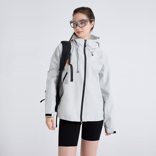 New Women's Hooded Outdoor Sports Casual Jacket Drawstring Zipper Jacket Three-proof Fabric Waterproof Anti-stain-proof