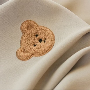 Cartoon children's room embroidery Black Silk shading curtain factory cotton and linen texture printing window screen three-dimensional bear boys and girls