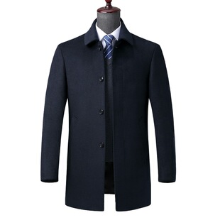 Light Luxury High-end Cashmere Coat Men's Mid-length Autumn and Winter Thickened Casual plus size Woolen Coat for Middle-aged Dad