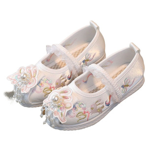 Embroidered Shoes Children's Antique Shoes Baby's Ancient Clothes Hanfu Shoes Girls' Embroidered Horse-faced Skirt Children's Shoes Old Beijing Cloth Shoes