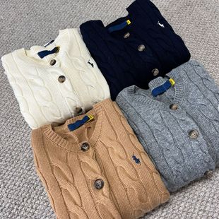 Sweep Size/Export Single Original Wool Ralph Embroidered Pony Twist Weaver Cardigan Twist Coat Top