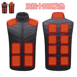 2022 Winter New Double Control Zone 15 Heating Vest Whole Body Intelligent Constant Temperature Vest Cotton Jacket Factory Outlet
