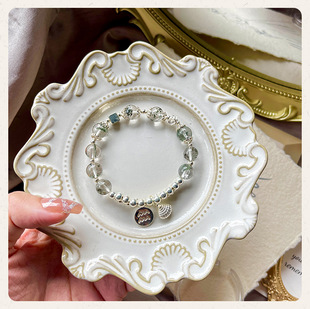 Qiaoen jewelry natural crystal bracelet female green ghost bracelet S925 silver constellation personality ins niche design