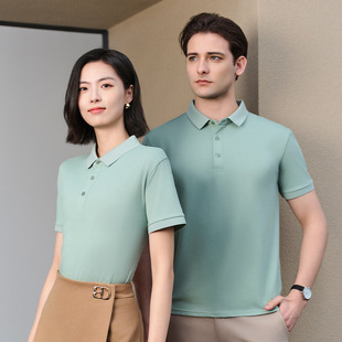 Ice work clothes T-shirt printed logo lapel advertising culture polo shirt summer men's and women's work clothes tooling embroidery word