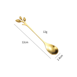 Stainless Steel Cherry Blossom Spoon Various Mixing Spoon Leaf Spoon Golden Small Round Spoon Short Handle Coffee Spoon Long Handle Mug Spoon