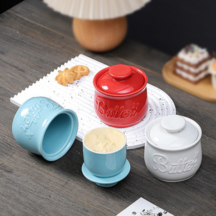 Amazon Temu Ceramic Butter Tank Cheese Butter Storage Tank with Lid suit Household Butter Tank Available Color