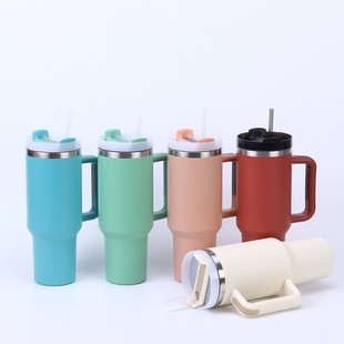 Cross-border explosive second-generation car cup 40oz handle cup stainless steel car coffee cup with straw beer ice cup