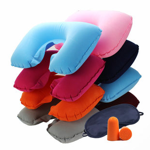 Travel U-shaped Inflatable Pillow Travel Sanbao Neck Pillow Inflatable Waist Pillow Thickened pvc Flocking U-shaped Pneumatic Pillow