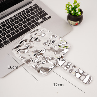 Creative Electroplating Handle Makeup Mirror HD Beauty Portable Portable Handheld Square Handheld Mirror