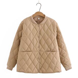 plus size 2024 cotton-padded jacket rhombus coat warm autumn and winter thick winter new lightweight loose cotton-padded jacket cotton-padded jacket